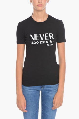 Solid Color Crew-neck T-Shirt with Contrasting Embroidery