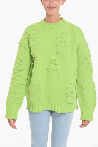 Dropped-shoulder Sweather with Embossed Pattern