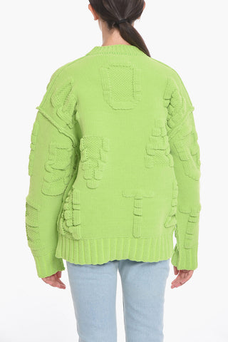 Dropped-shoulder Sweather with Embossed Pattern