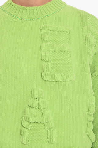 Dropped-shoulder Sweather with Embossed Pattern