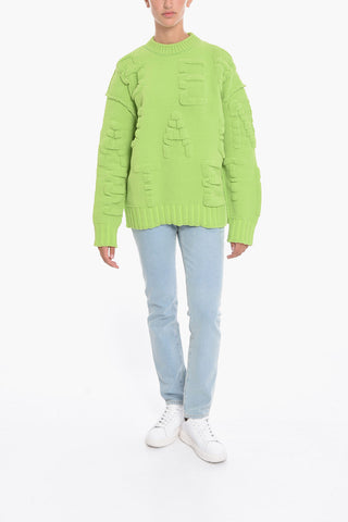 Dropped-shoulder Sweather with Embossed Pattern