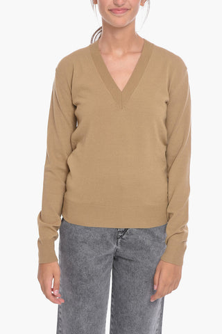 Stretchy Wool V-neck Sweater