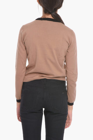 Front Embroidered Lightweight Crew-neck Sweater with Patches Details