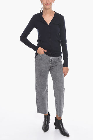 Wool Cardigan with Scallopped Hems