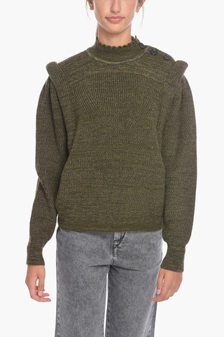 ETOILE Wool MEERYA Mock Neck Sweater with Puffed Sleeves