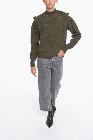 ETOILE Wool MEERYA Mock Neck Sweater with Puffed Sleeves