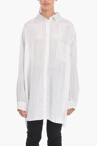 Camicia Oversized Asimmetrica con Fantasia a Righe