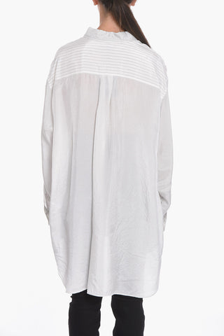 Camicia Oversized Asimmetrica con Fantasia a Righe