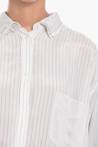 Camicia Oversized Asimmetrica con Fantasia a Righe
