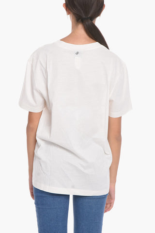 Solid Color COUP DE FOUDRE Crew-neck T-Shirt with Contrasting Print