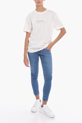 Solid Color COUP DE FOUDRE Crew-neck T-Shirt with Contrasting Print