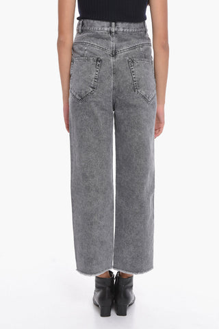 High-waisted DILALI Cropped Denims with Raw-cut Hems 20cm