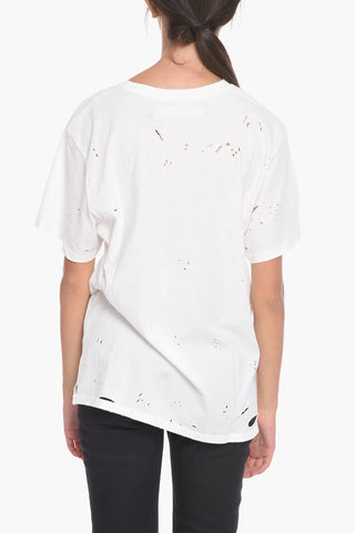 Vintage Effect Crew-neck T-Shirt with Printed Contrasting Logo
