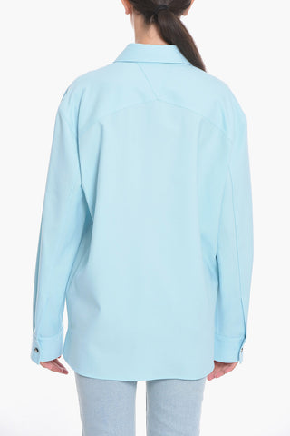 Camicia in Twill di Lana con Taschino Triangolare