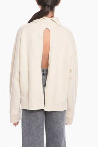 Maglia a Collo Alto in Misto Cashmere con Schiena scoperta