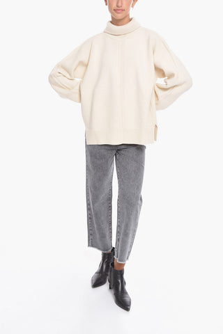 Maglia a Collo Alto in Misto Cashmere con Schiena scoperta
