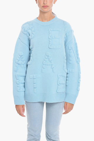 Shetland Wool Sweather with Embossed Pattern