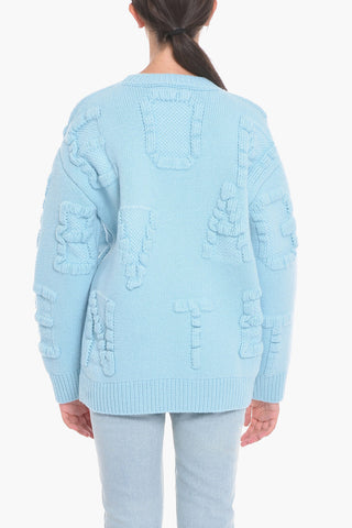 Shetland Wool Sweather with Embossed Pattern