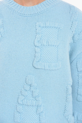 Shetland Wool Sweather with Embossed Pattern