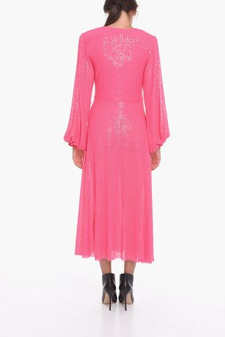 Vestito Midi Drappeggiato con Paillettes