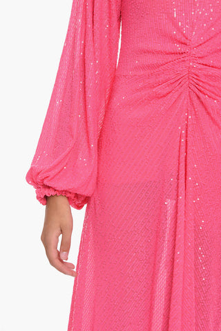 Vestito Midi Drappeggiato con Paillettes