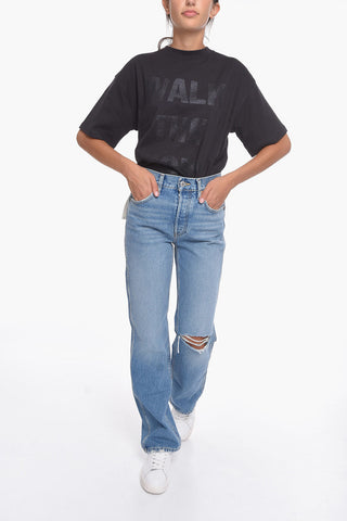 Ripped High-Waisted Straight Fit 90s Jeans 21cm