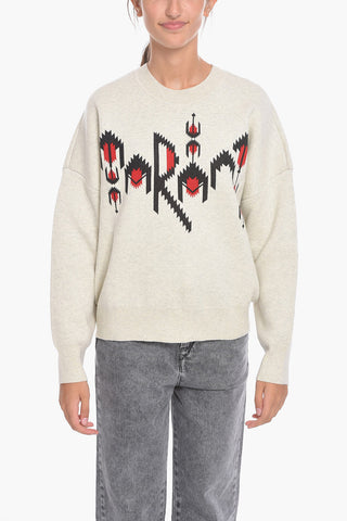 ETOILE Cotton-blend ADISON Crewneck Sweater with Jacquard Logo