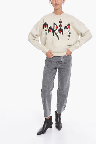 ETOILE Cotton-blend ADISON Crewneck Sweater with Jacquard Logo