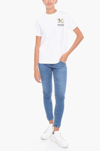 PARIS Logo Embroidered Crew-neck T-Shirt