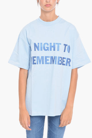 Solid Color UNISEX Crew-neck T-Shirt with Glitter Detail