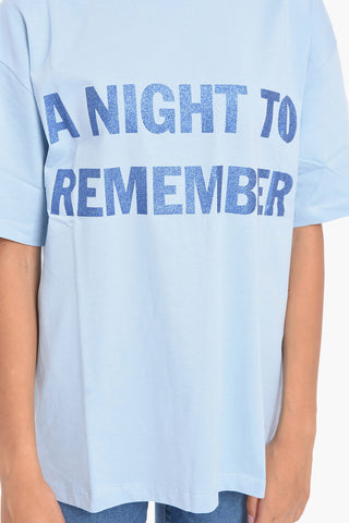 Solid Color UNISEX Crew-neck T-Shirt with Glitter Detail