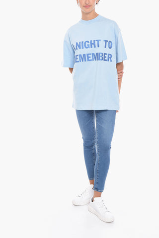 Solid Color UNISEX Crew-neck T-Shirt with Glitter Detail