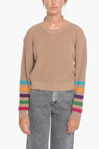 EMPORIO SUSTAINABILITY PROJECT Maglia girocollo in Cotone con Bande arcobaleno