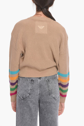 EMPORIO SUSTAINABILITY PROJECT Maglia girocollo in Cotone con Bande arcobaleno