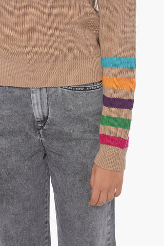 EMPORIO SUSTAINABILITY PROJECT Maglia girocollo in Cotone con Bande arcobaleno