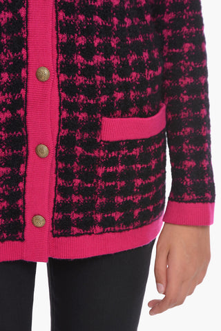 Wool-tweed Cardigan with Jewel Buttons