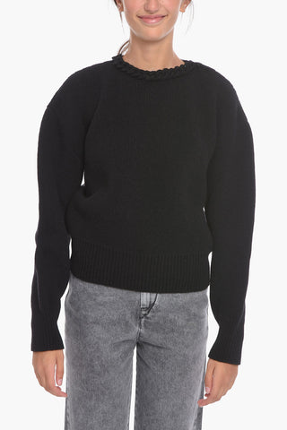 Shetland-wool Crewneck Sweater with Chain Detail