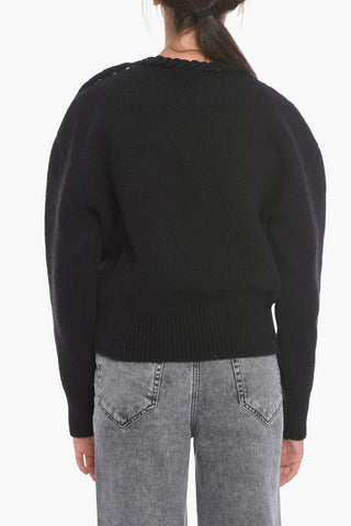 Shetland-wool Crewneck Sweater with Chain Detail