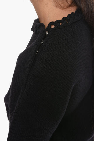 Shetland-wool Crewneck Sweater with Chain Detail