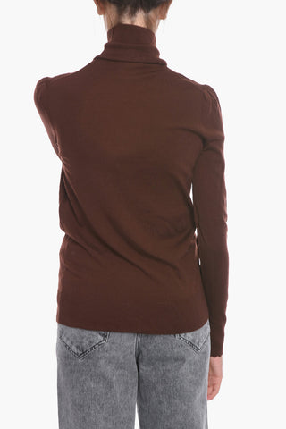 Wool Turtleneck Sweater with Scallopped Hems