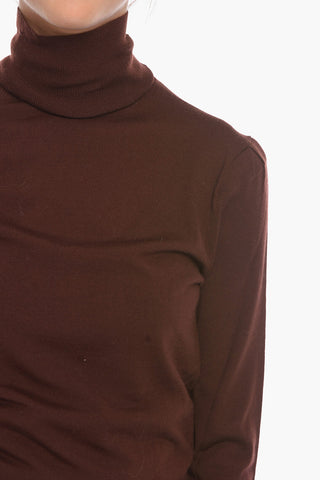 Wool Turtleneck Sweater with Scallopped Hems