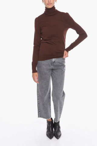 Wool Turtleneck Sweater with Scallopped Hems