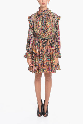 Wool and Silk Blend ALAMEDA Dress with Ruffles