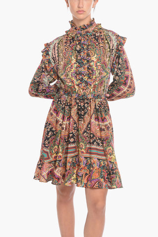 Wool and Silk Blend ALAMEDA Dress with Ruffles