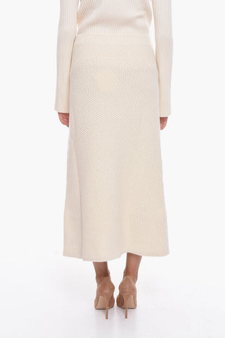 Cashmere Midi Skirt with Drawstring Waist