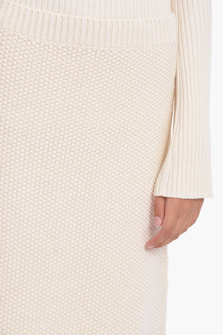 Cashmere Midi Skirt with Drawstring Waist