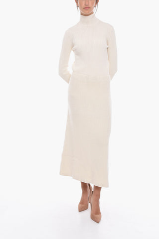 Cashmere Midi Skirt with Drawstring Waist