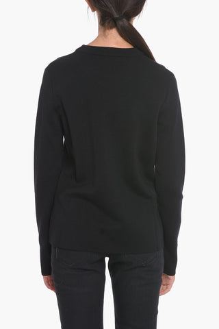 Wool Blend Crew-Neck Sweater With Sheer Detail