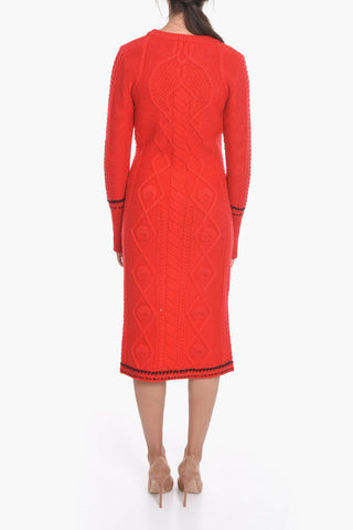 WHITE LINE Bodycon Long Sleeve Wool Dress