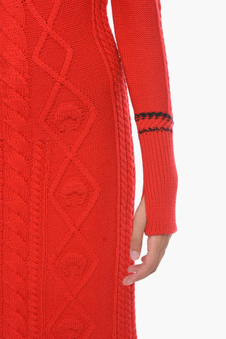 WHITE LINE Bodycon Long Sleeve Wool Dress